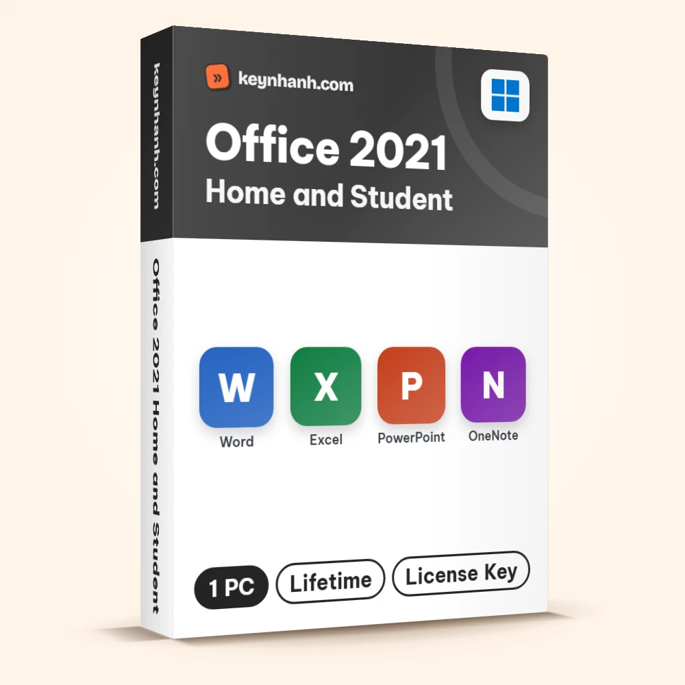 Hộp key Office 2021 Home and Student bản quyền gồm Word, Excel, PowerPoint, OneNote – 1 PC, Lifetime, License Key