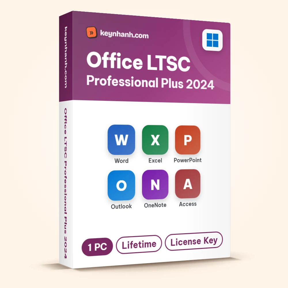 Hộp key Office LTSC Professional Plus 2024 bản quyền gồm Word, Excel, PowerPoint, Outlook, OneNote, Access