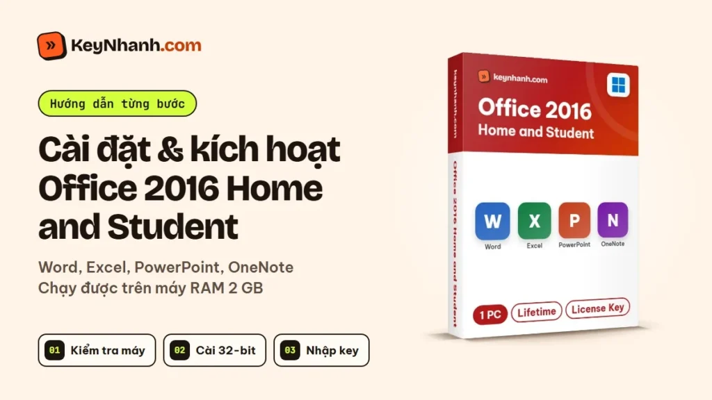 Cài đặt và kích hoạt Office 2016 Home and Student trên máy cấu hình thấp