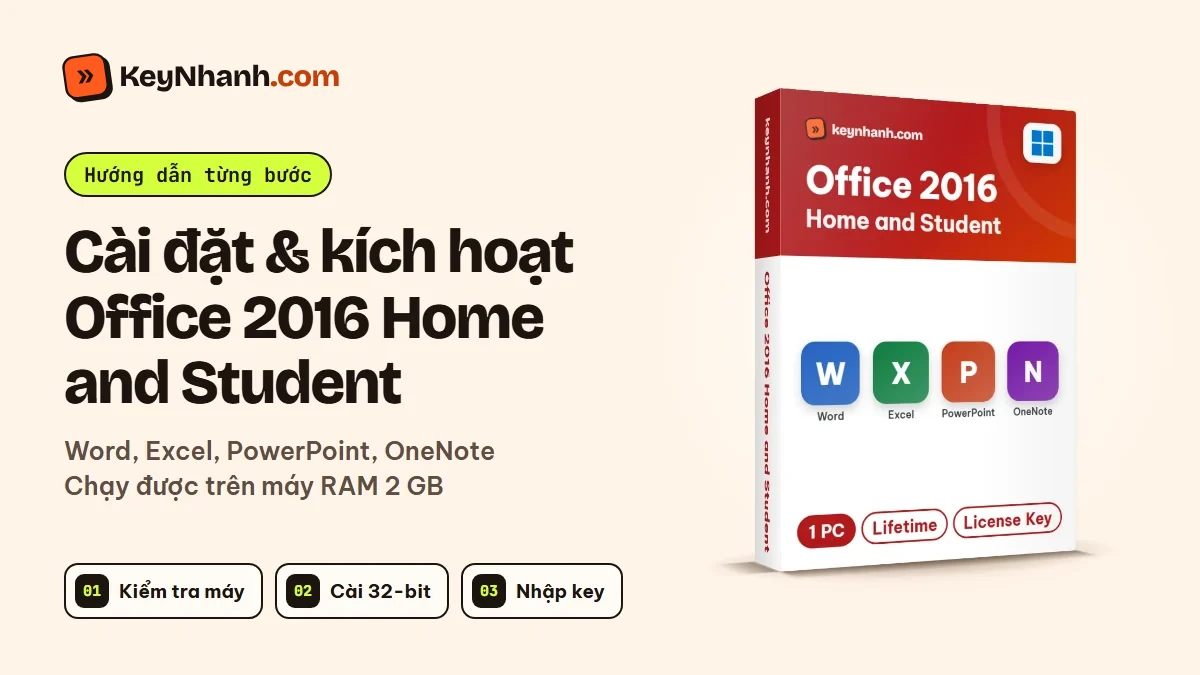 Cài đặt và kích hoạt Office 2016 Home and Student trên máy cấu hình thấp