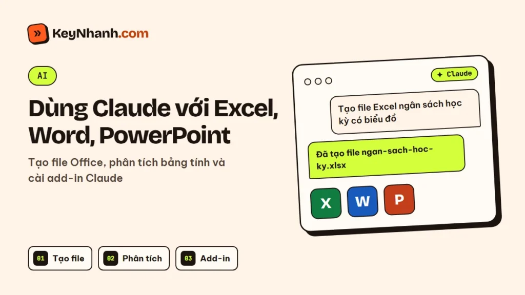 Dùng Claude với Excel, Word, PowerPoint