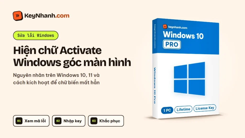 Hiện chữ Activate Windows góc màn hình