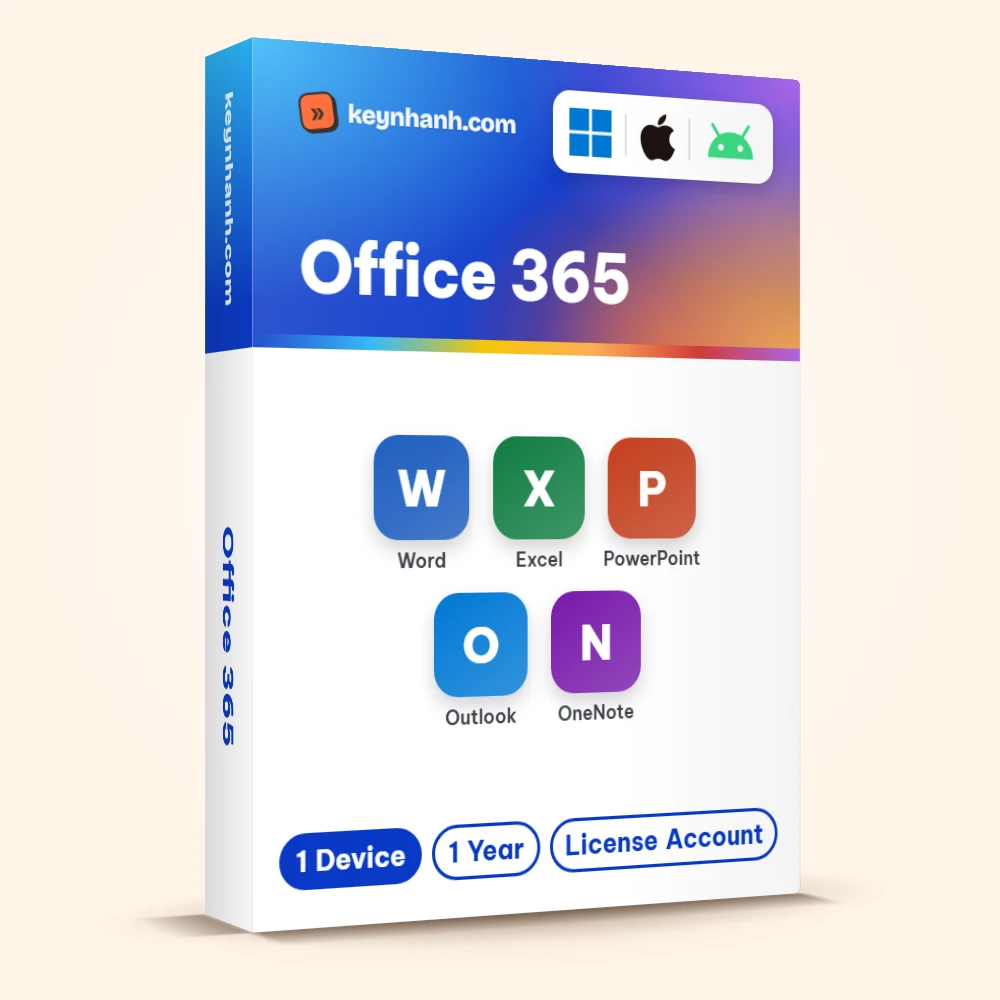 Tài khoản Office 365 12 tháng (Word, Excel, PowerPoint, Outlook, OneNote) – dùng trên Windows, Mac, iOS, Android, 1 Year